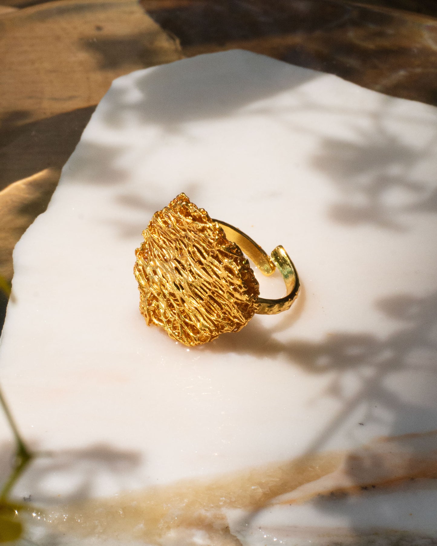 Anillo Luffa Estropajo Redondo , destacando su textura única y detallada