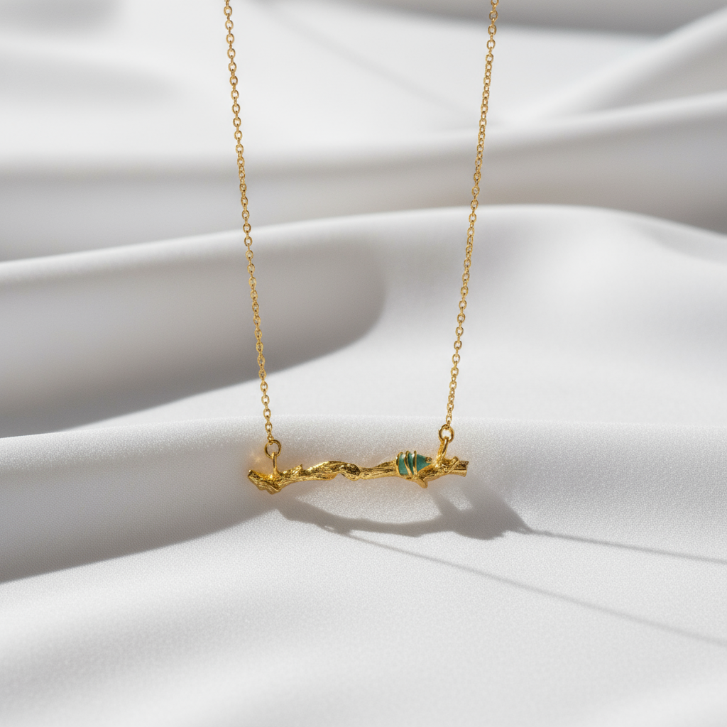 Collar gargantilla Ramita Palma Esmeralda