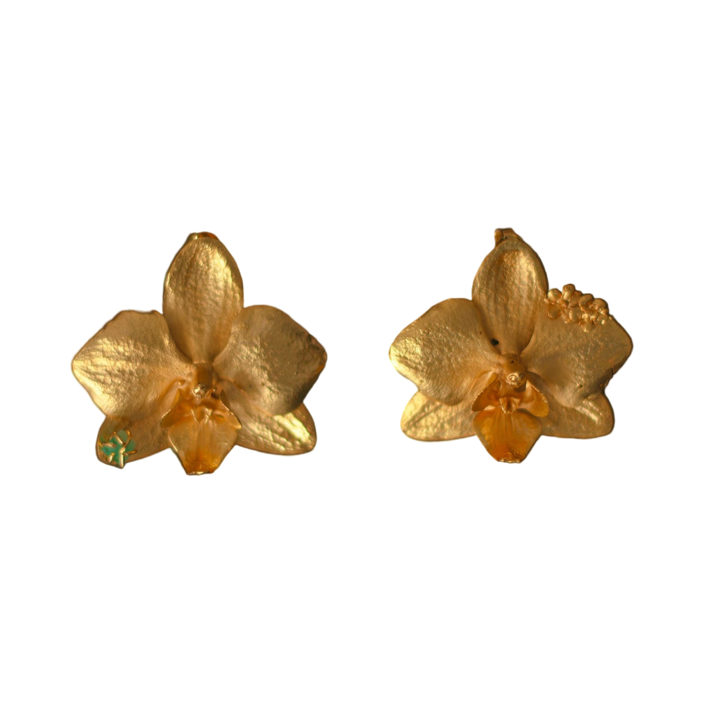 Aretes Orquidea Phalaenopsis Esmeralda Saucos