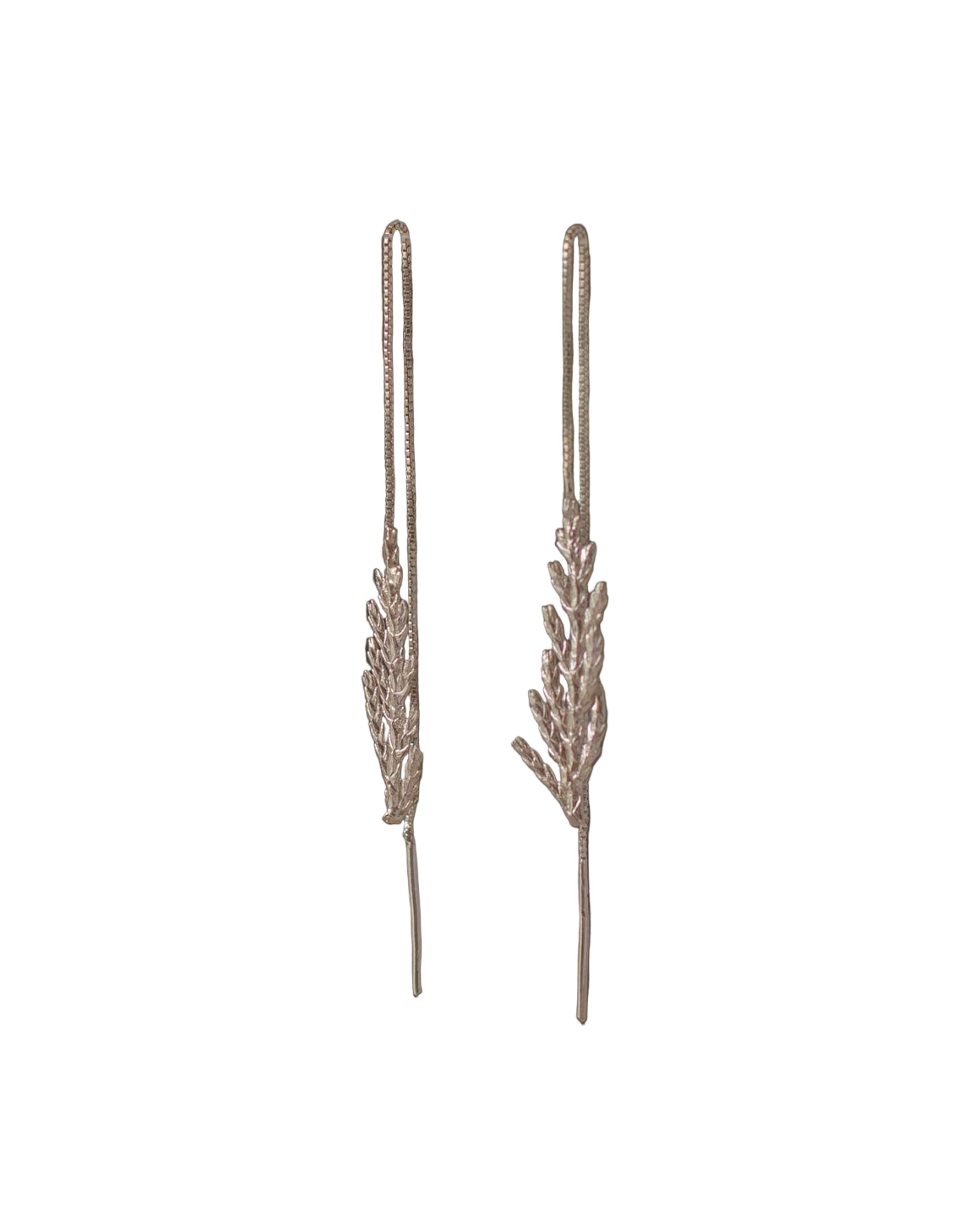 Aretes Cadena Hoja Plata