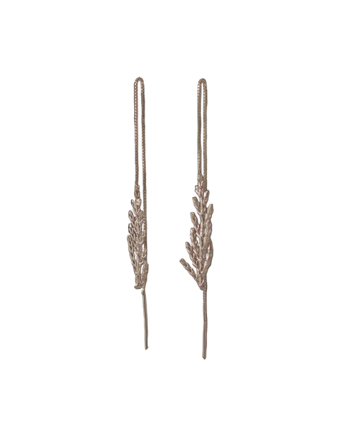 Aretes Cadena Hoja Plata