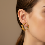 Aretes Topo Aro Ramita Palma Pino Esmeralda Pequeño