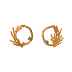 Aretes Topo Aro Ramita Palma Pino Esmeralda Pequeño