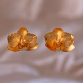 aretes topo orquídea phalaenopsis baby en bronce enchapado en oro diseño único