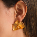 aretes topo orquídea phalaenopsis baby en bronce enchapado en oro diseño único