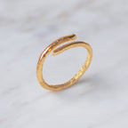 Anillo Ramita en bronce bañado en oro de 24k, destacando la textura y forma única de la ramita natural.