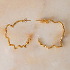 Aretes Candongas Arracadas Aros en ramita de palma natural inmortalizada en bronce bañado en oro de 24k