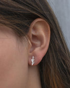 Aretes Topo Hoja Pino Mini Pequeños Plata Ecológica