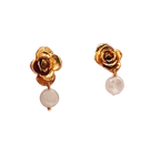 Aretes Topo Flor Suculenta Cuarzo