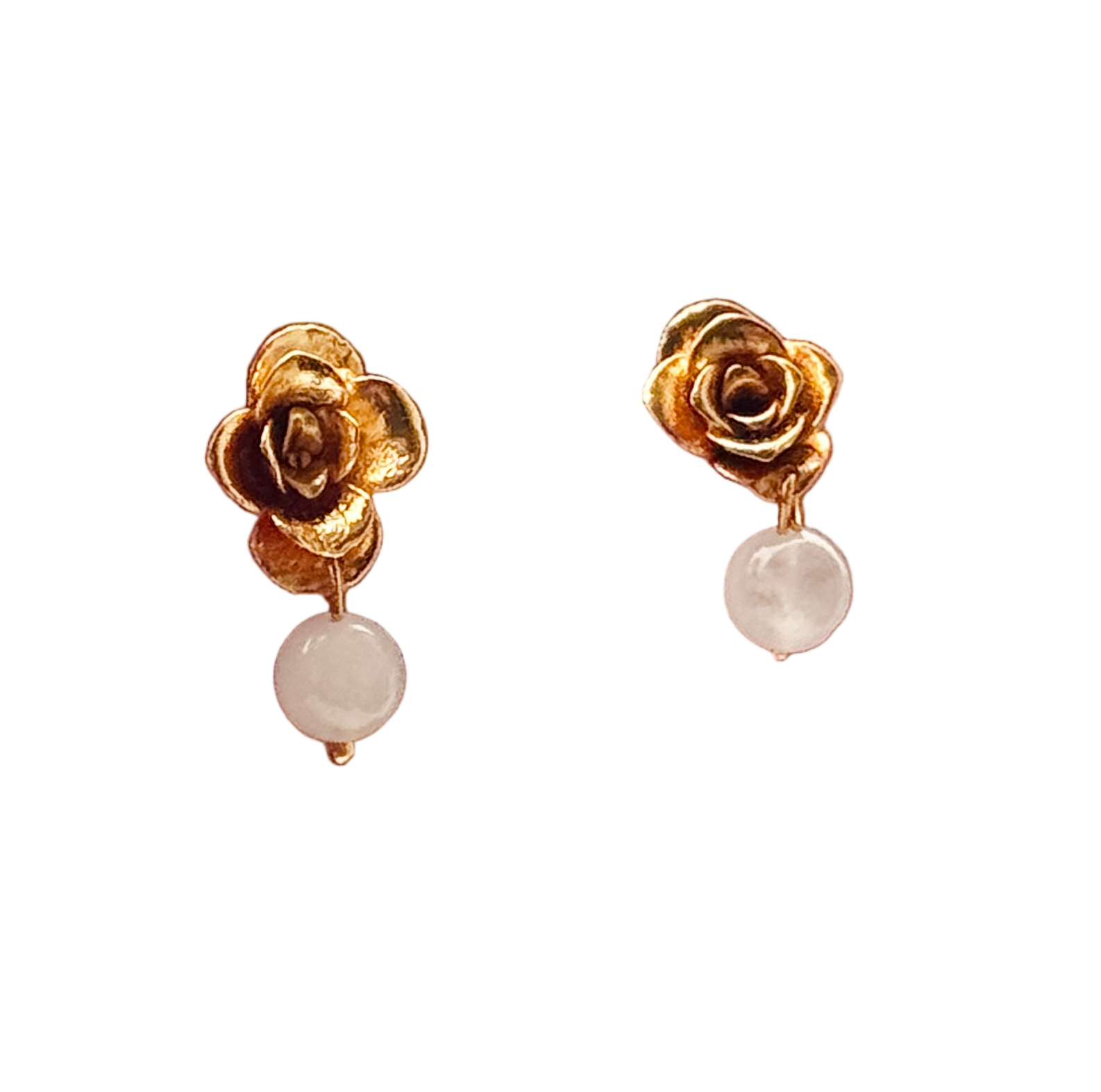 Aretes Topo Flor Suculenta Cuarzo
