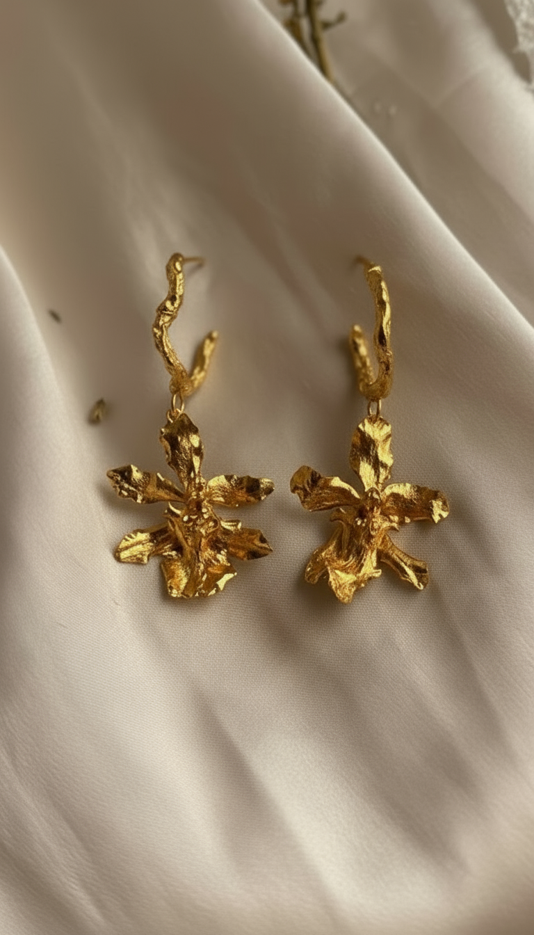 Aretes Candonga Orquidea Chocolate