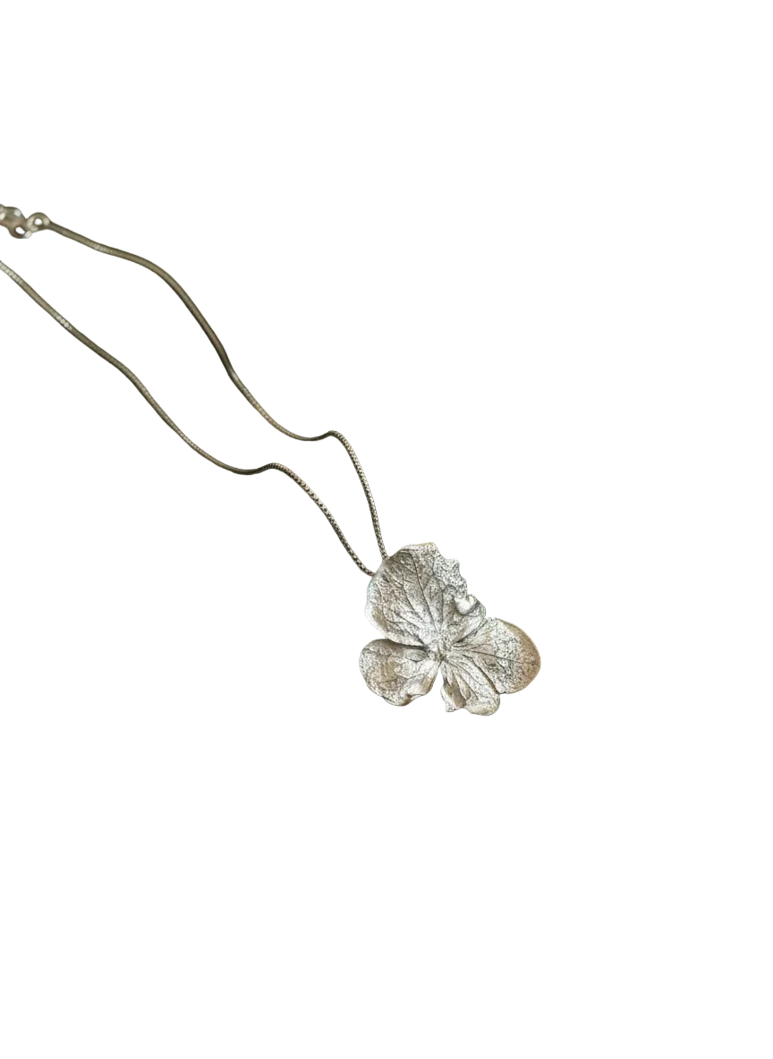 Gargantilla Flor Hortensia Plata Ecológica