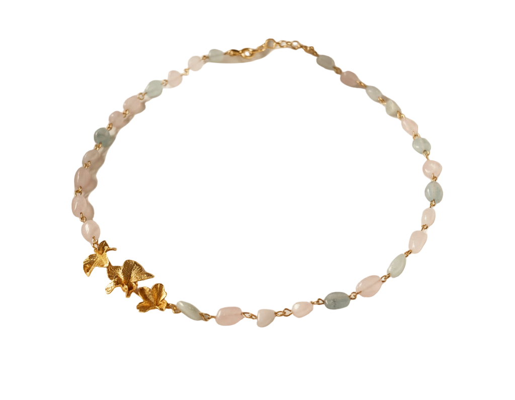 Collar Choker Cuarzos Tres Hojas Hiedra