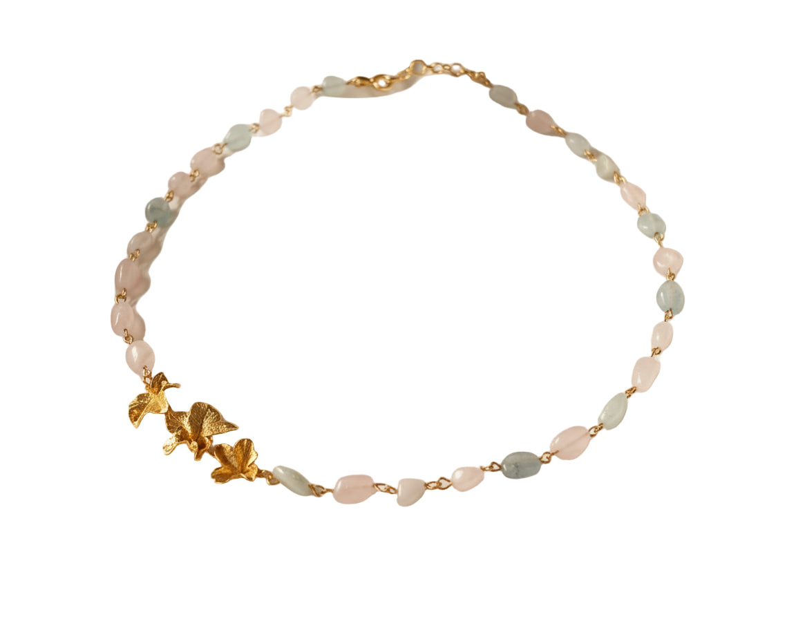 Collar Choker Cuarzos Tres Hojas Hiedra