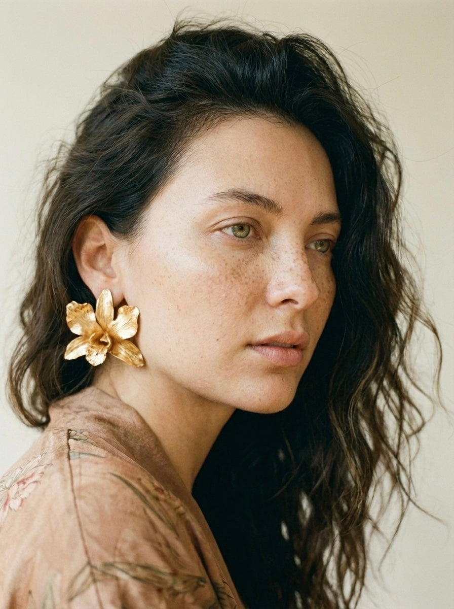 Aretes Orquidea Dendrobium Esmeralda Sauco