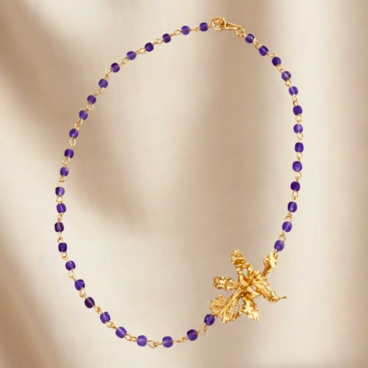 COLLAR CUARZO AMATISTA ORQUIDEA CHOCOLATE