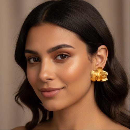 Aretes Topo Orquidea Phalaenopsis Baby