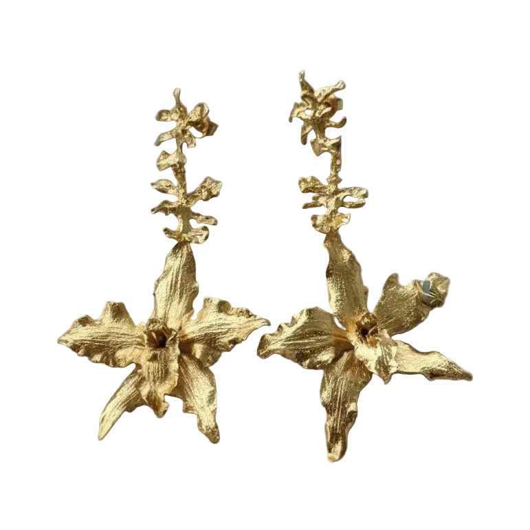 Aretes Orquidea Crispum Oncidium Esmeraldas