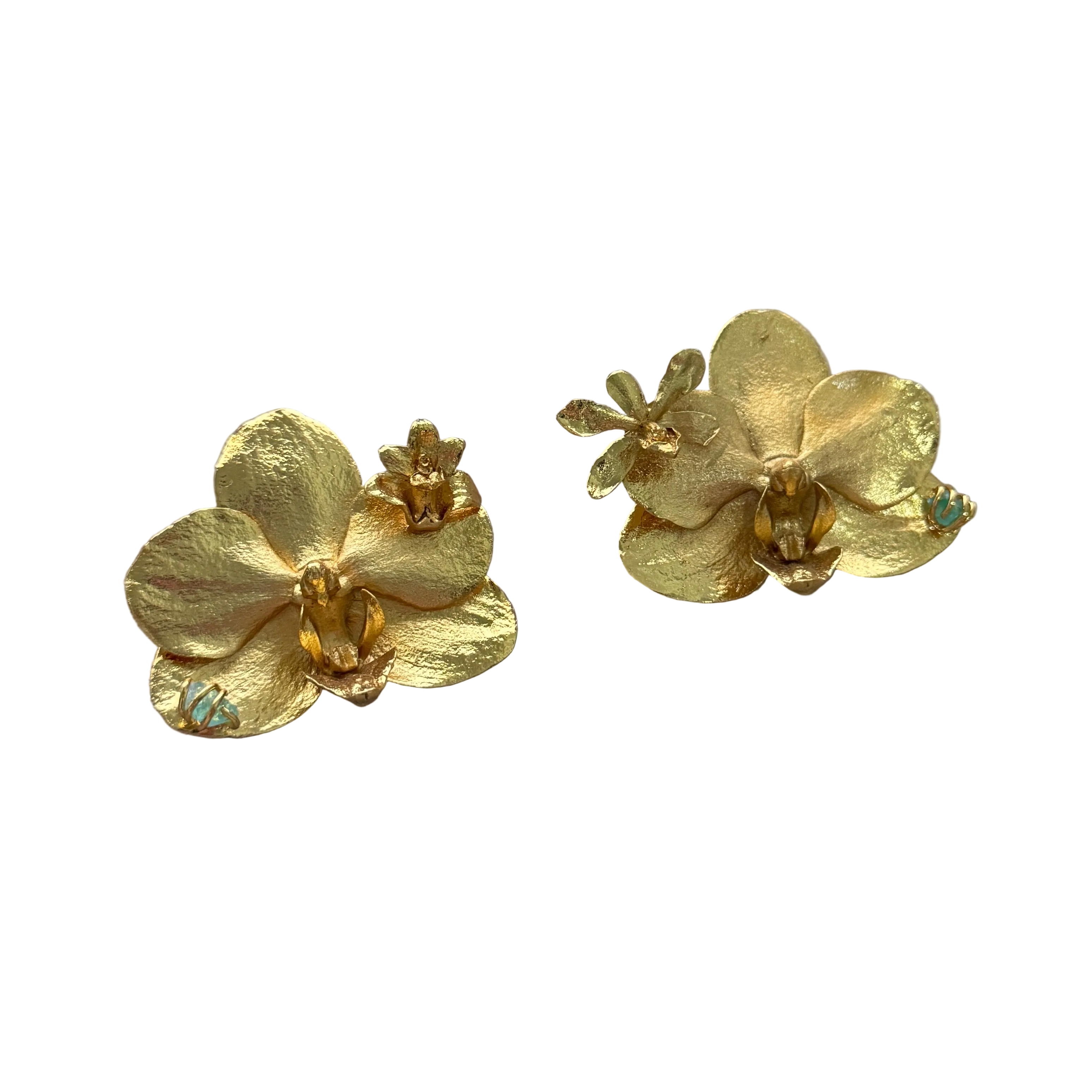 ARETES STATEMENT ORQUIDEA PHALAENOPSIS MAXILARIA PROSTHECHEA SCEPTRA ESMERALDA
