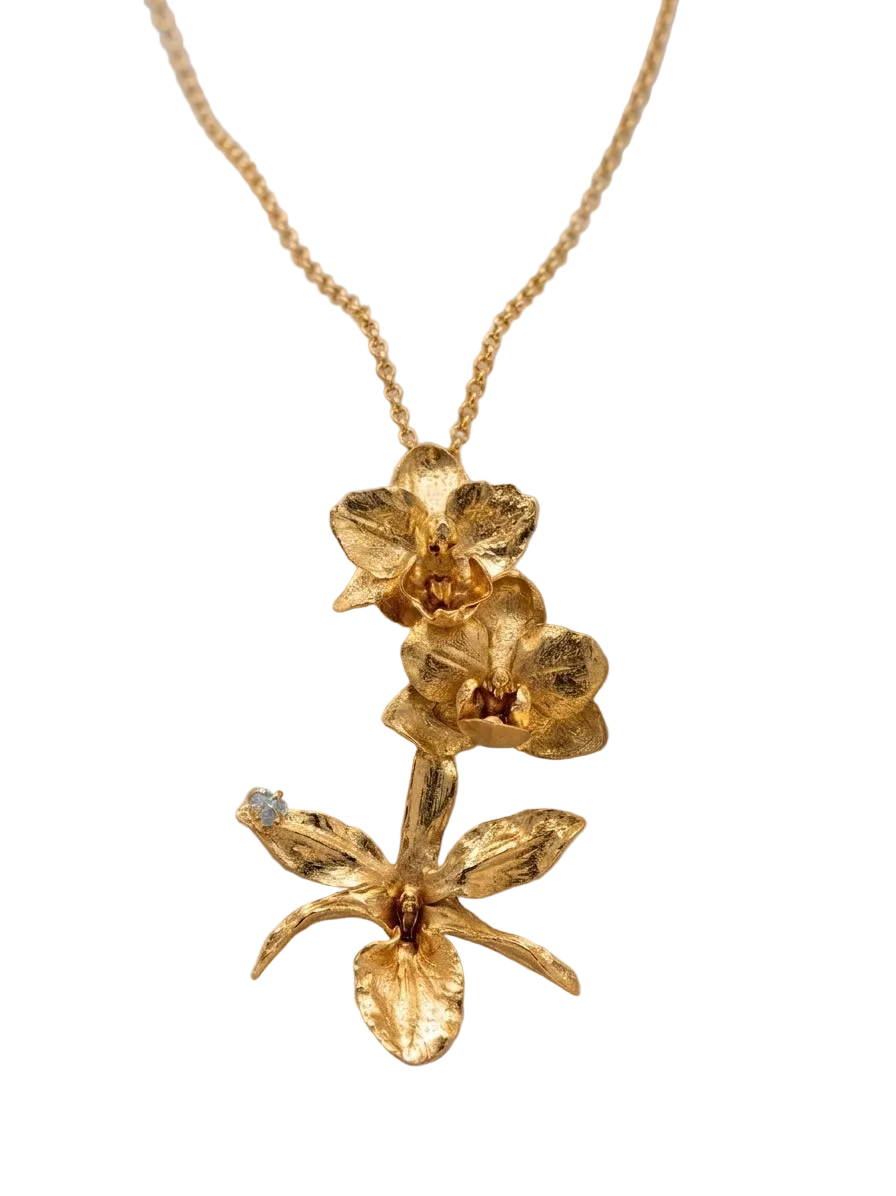 Collar Maxi Orquidea Phalaenopsis Baby Lluvia de Cereza Esmeralda
