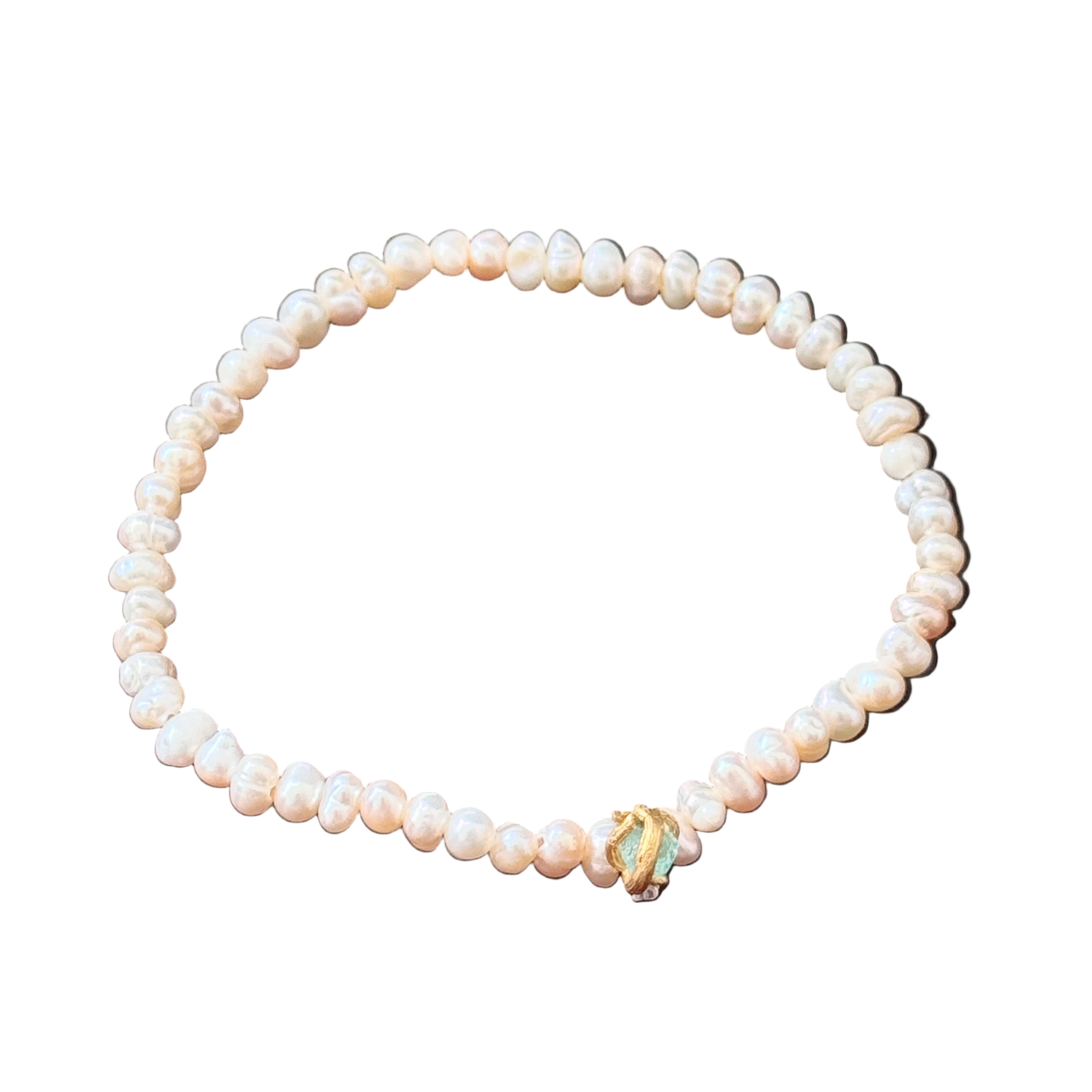 Pulsera Perlas Naturales Esmeralda Ramita Sauco