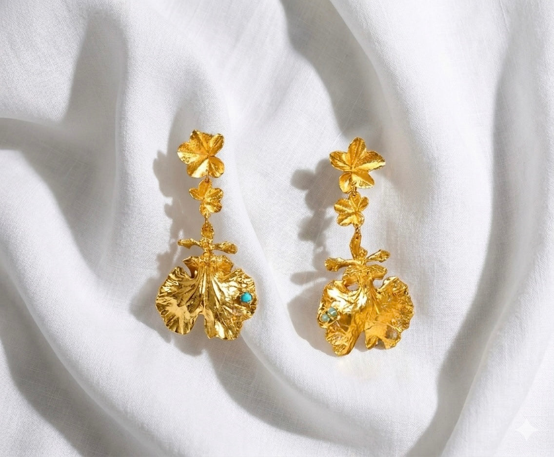 ARETES HIEDRA ORQUIDEA DAMA DANZANTE ESMERALDA