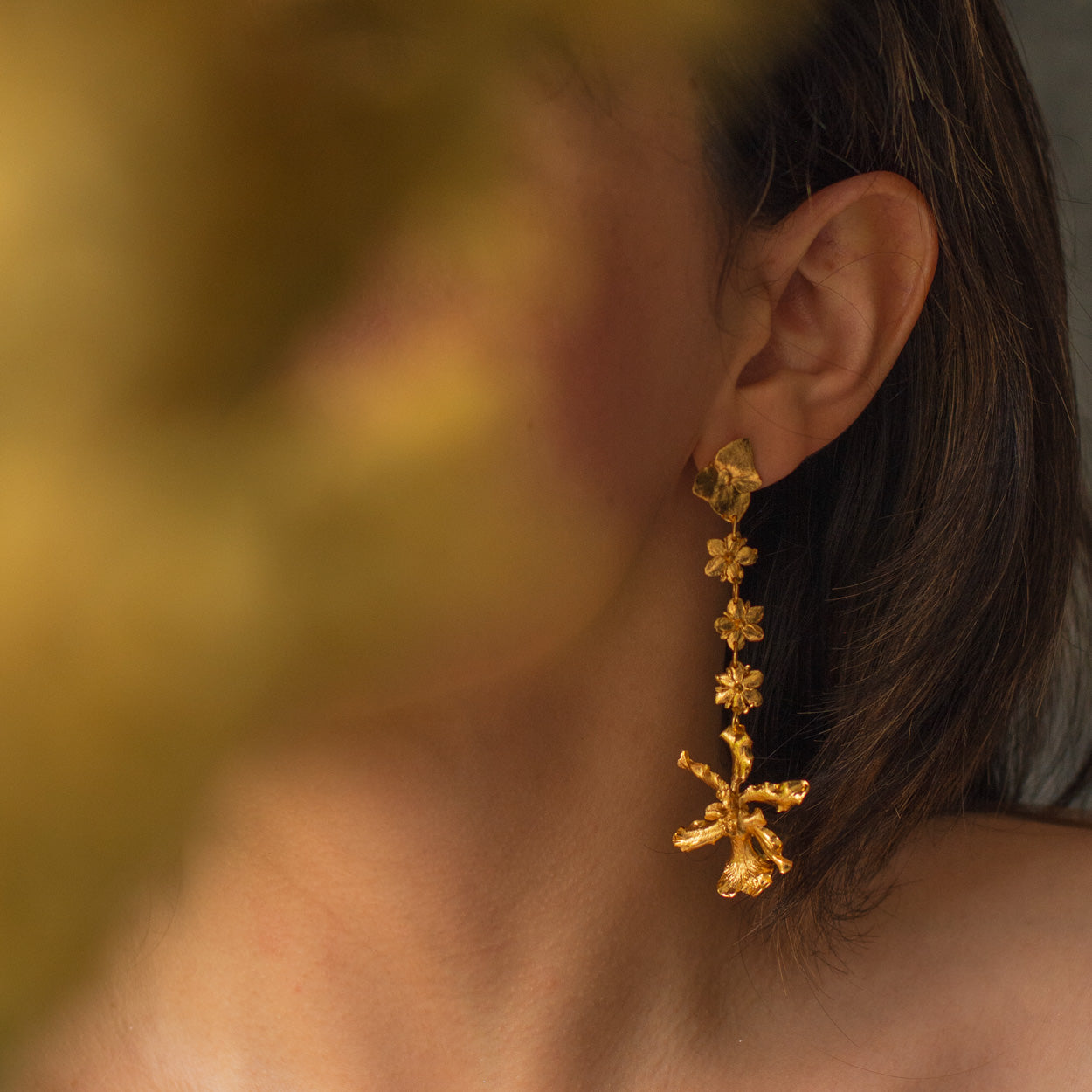 Aretes Orquidea Chocolate Hortensia Sauco