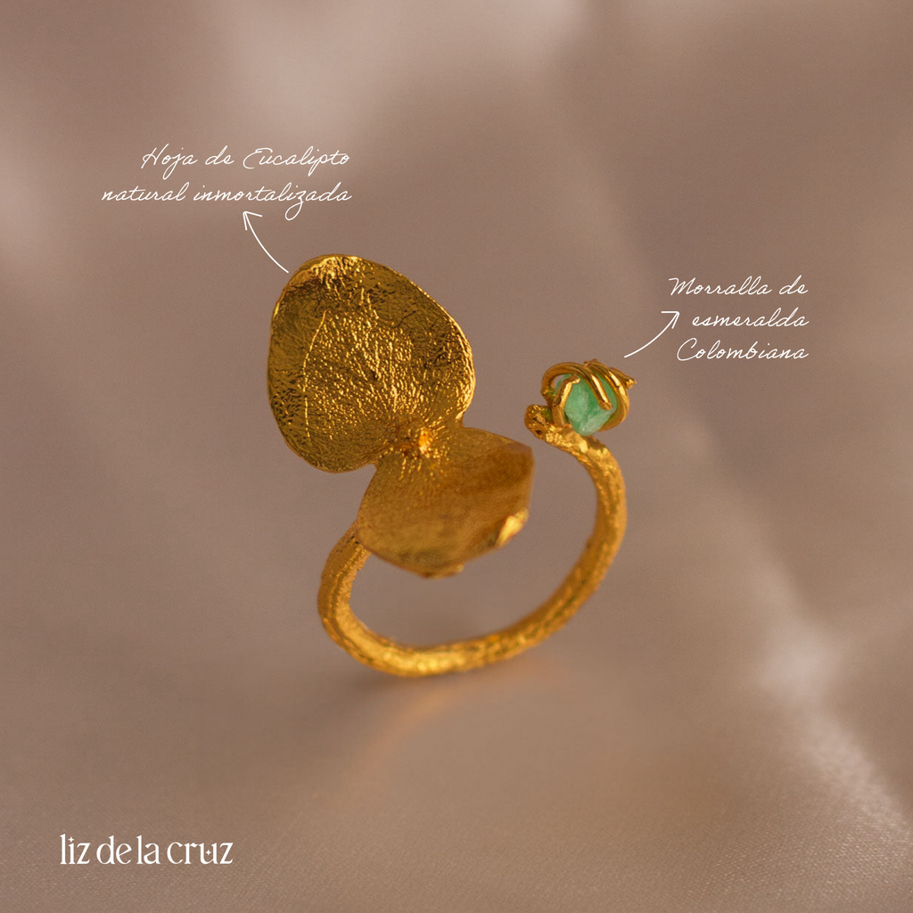 Anillo Eucalipto Ramita Esmeralda