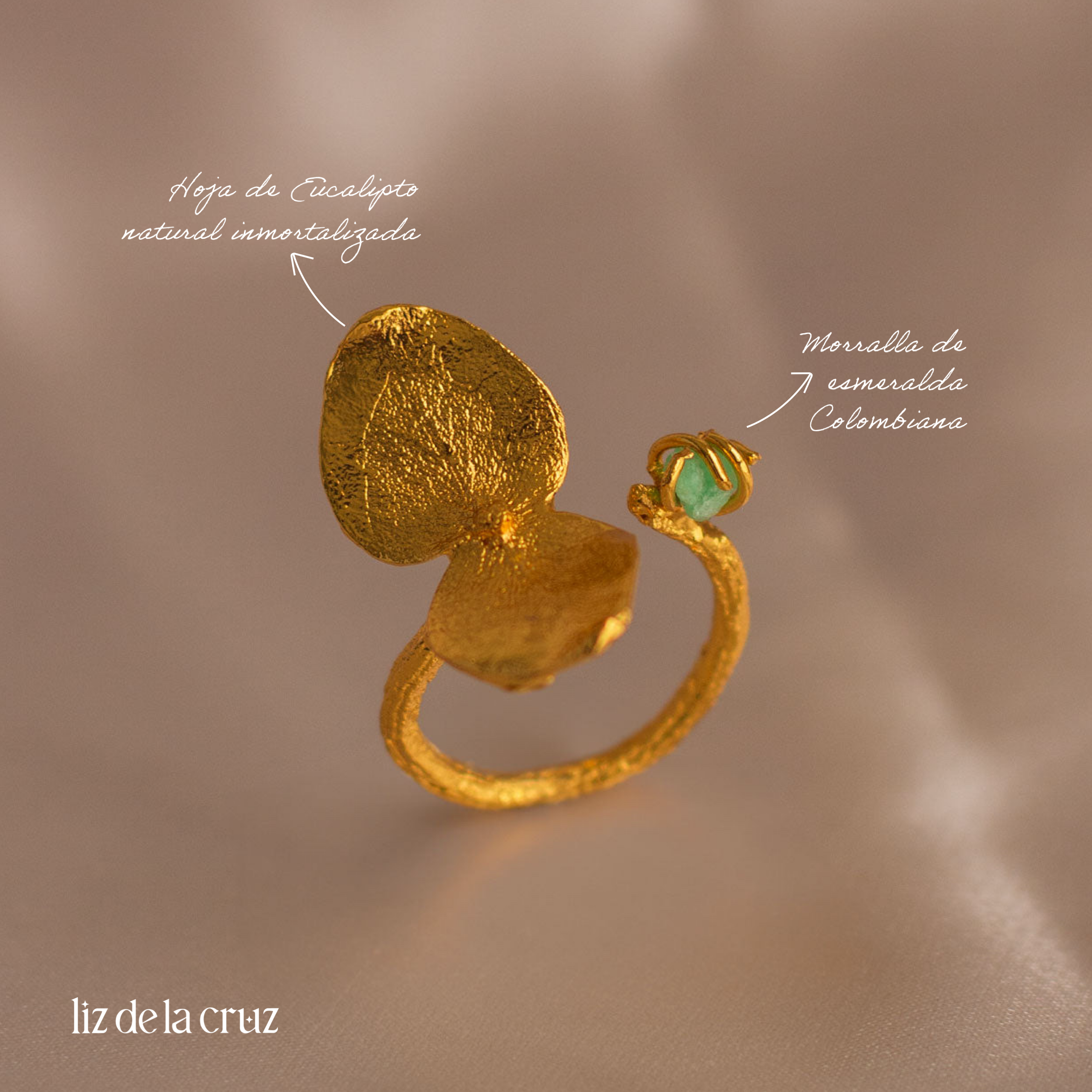 Anillo Eucalipto Ramita Esmeralda