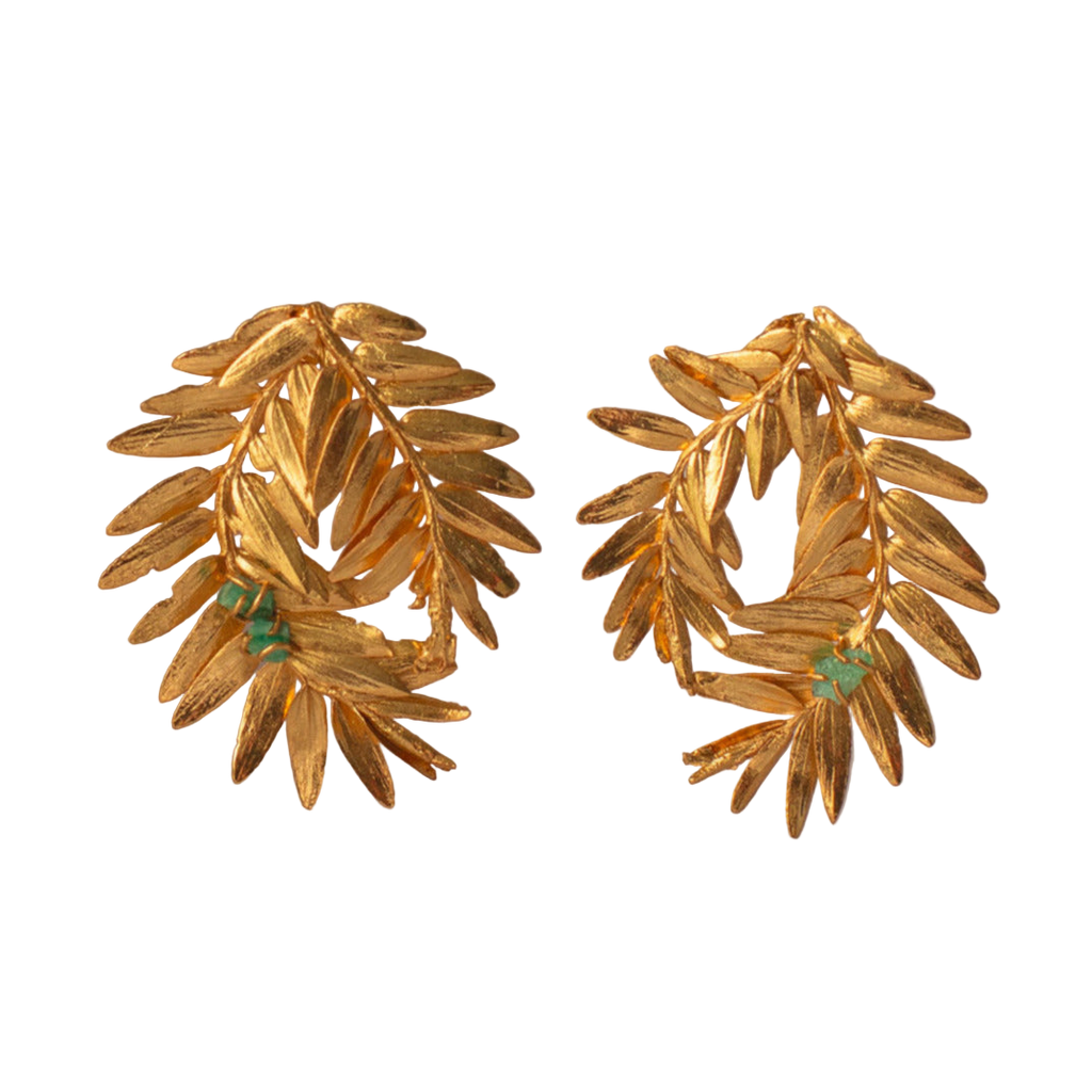 Aretes Helecho Romeron Espiral Esmeralda