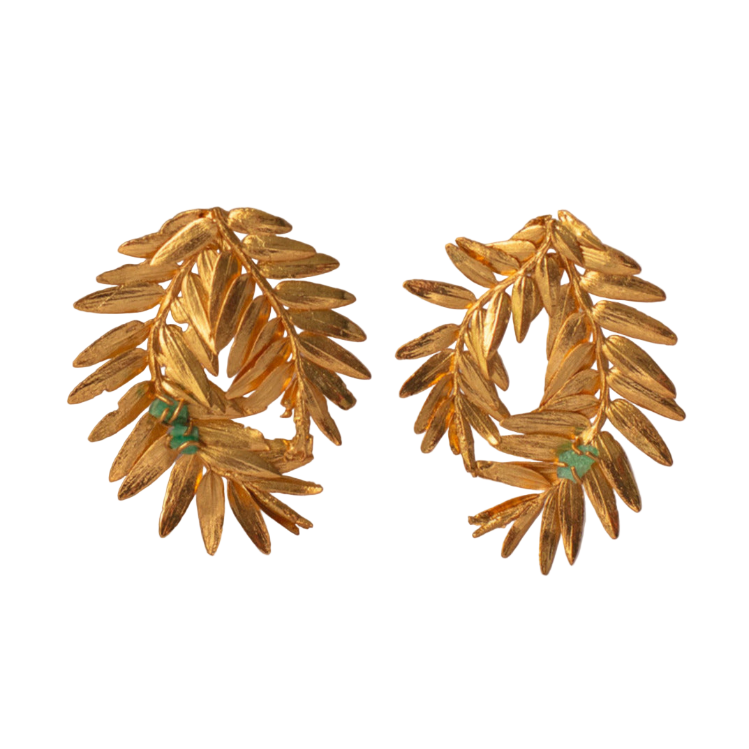 Aretes Helecho Romeron Espiral Esmeralda