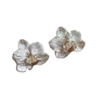 Aretes Topo Orquidea Phalaenopsis Baby Plata Ecológica