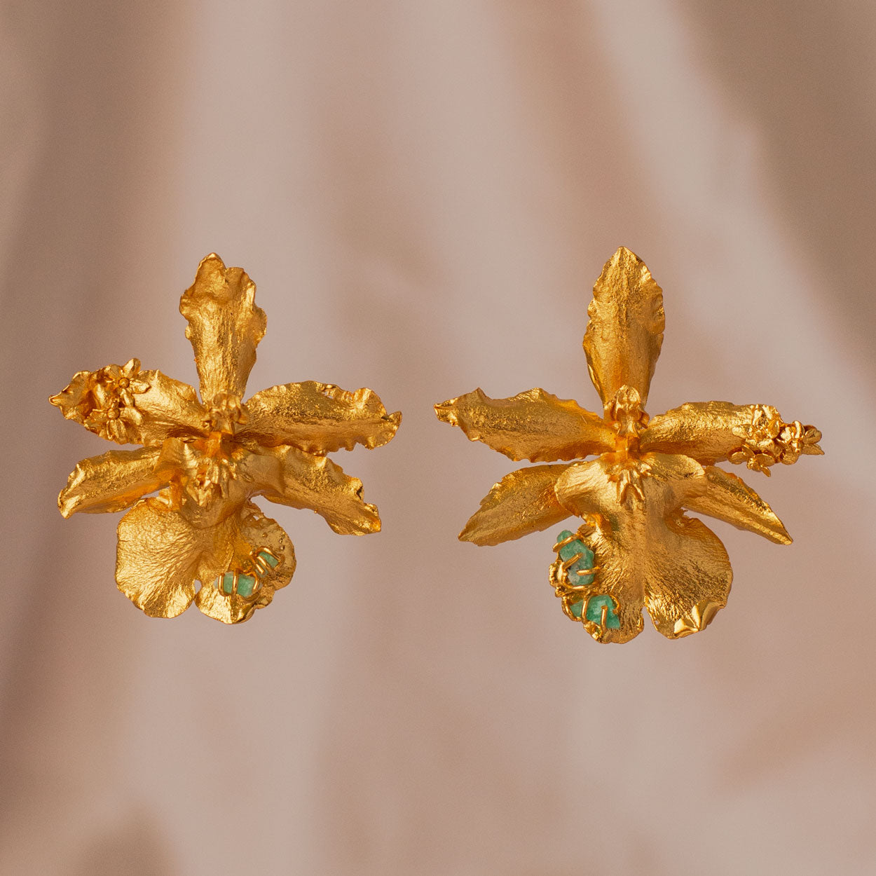 Aretes Orquidea Odontoglossum Esmeralda Saucos