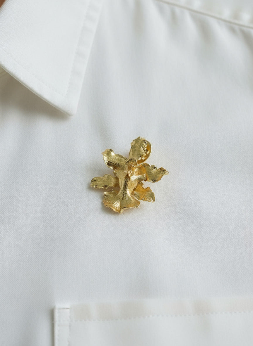 Broche Prendedor Orquidea Chocolate