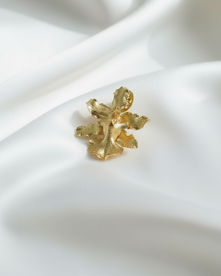 Broche Prendedor Orquidea Chocolate