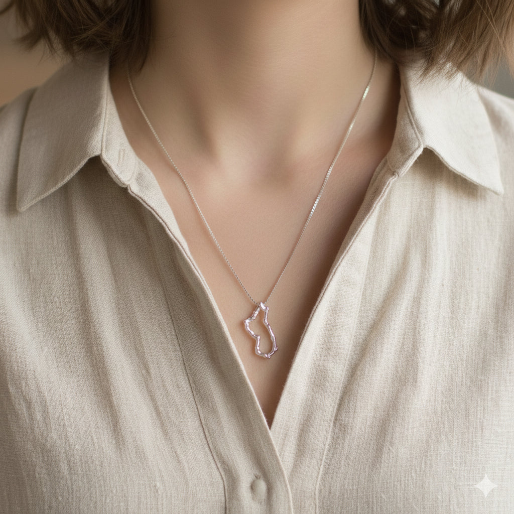 Collar Gargantilla Aro Mini Ramita Palma Plata