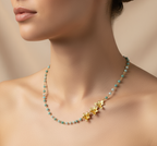 Collar Tres Orquidea Maxillaria Aguamarina