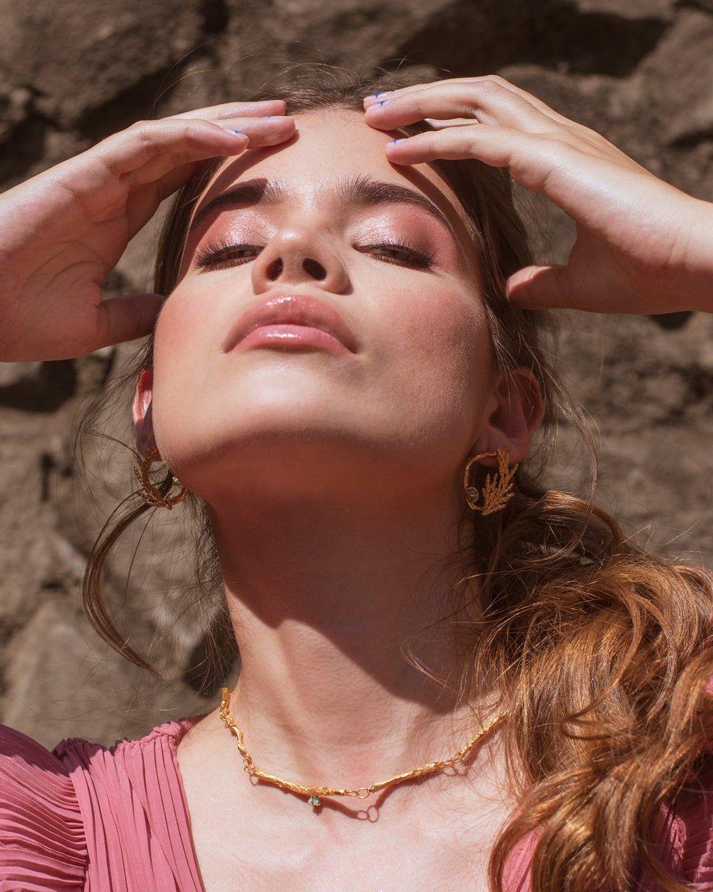 Aretes Topo Aro Ramita Palma Pino Esmeralda Pequeño