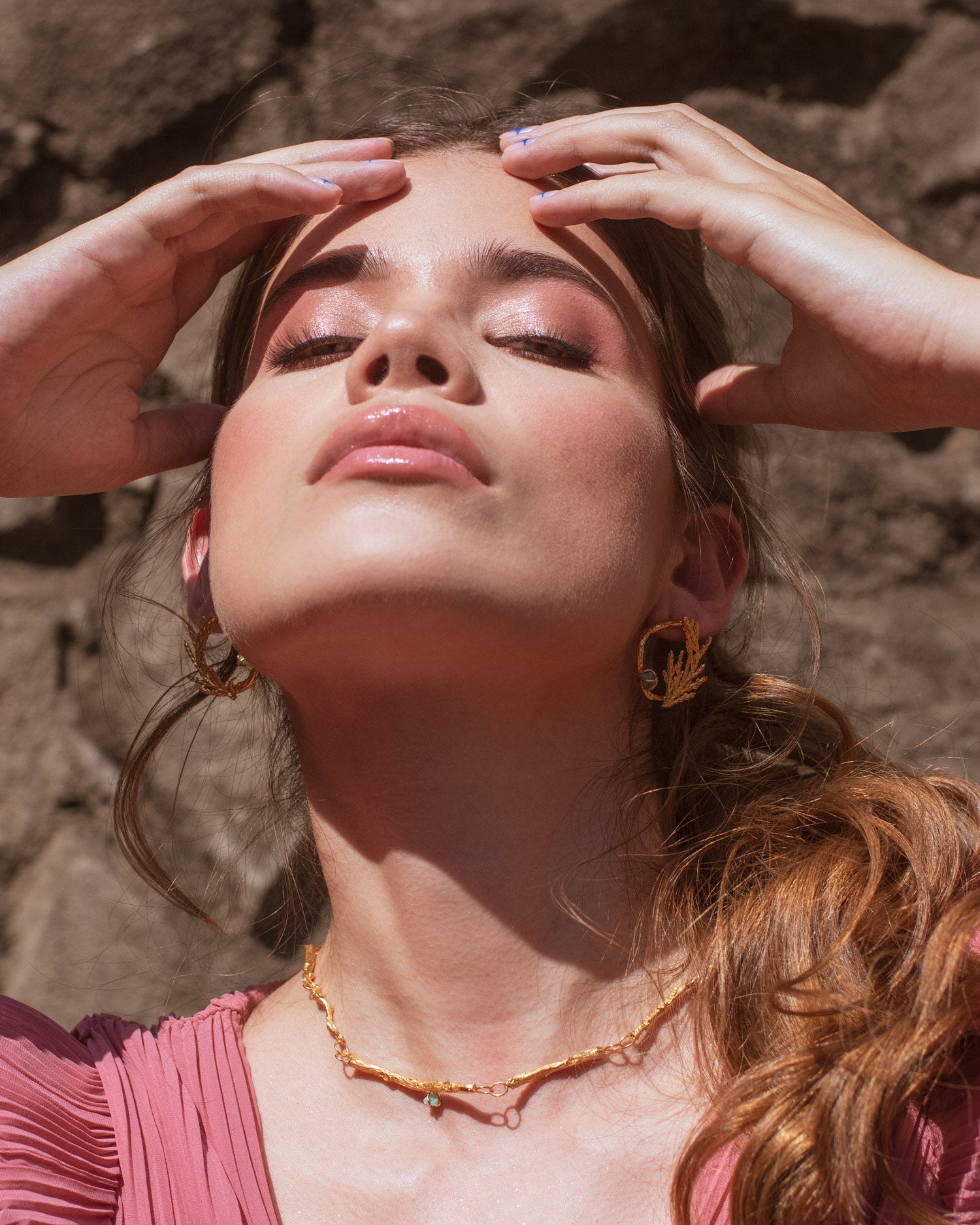 Aretes Topo Aro Ramita Palma Pino Esmeralda Pequeño