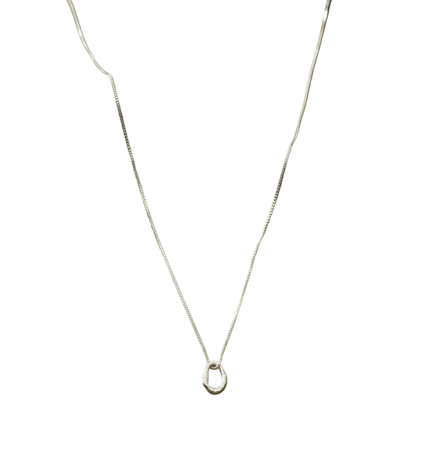 Collar Gargantilla Aro Mini Ramita Palma Plata