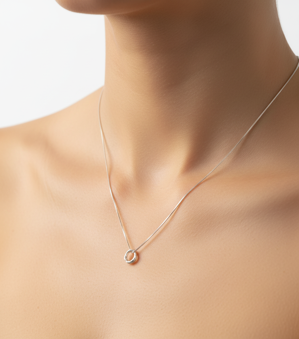 Collar Gargantilla Aro Mini Ramita Palma Plata