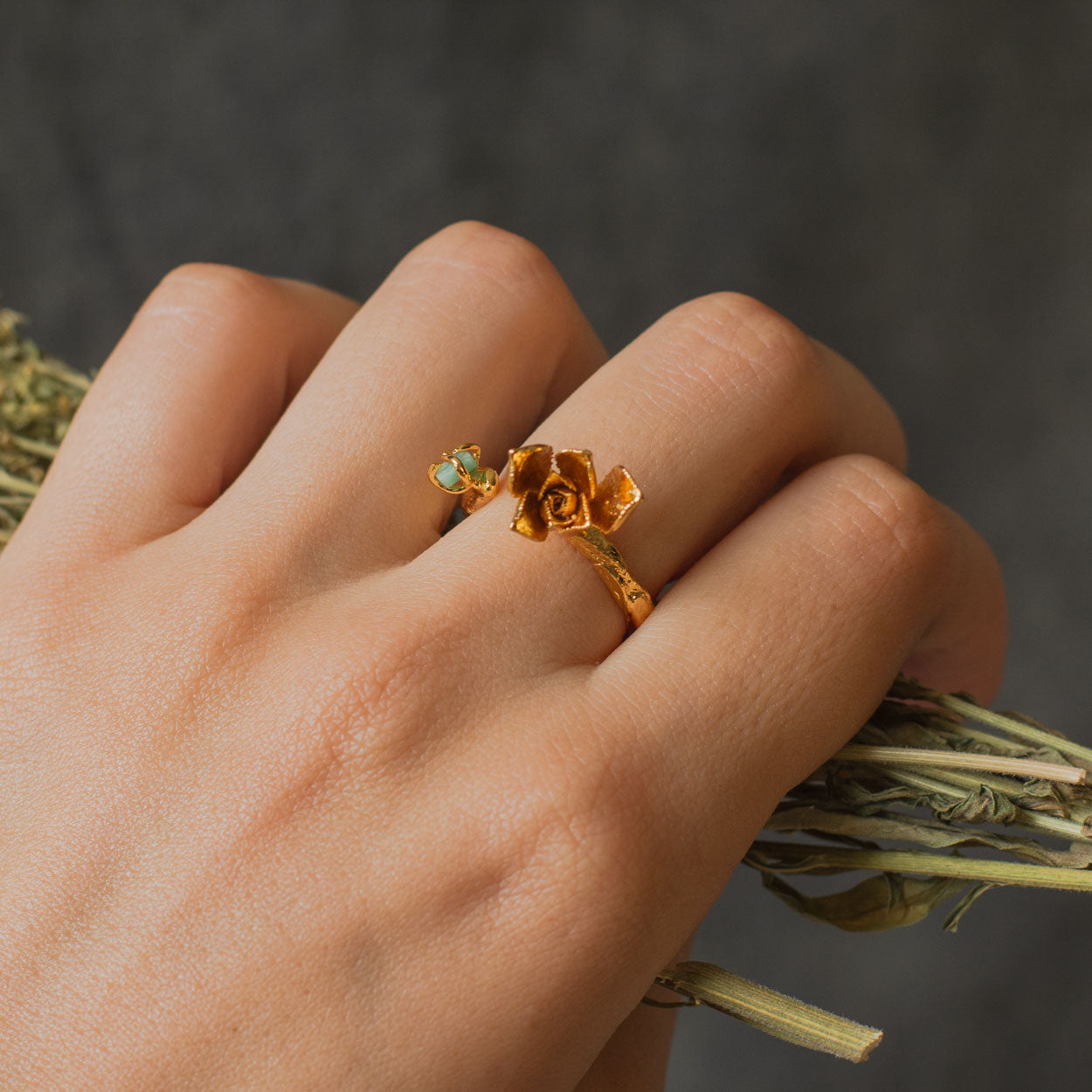 Anillo Ramita Anturio Flor Suculenta