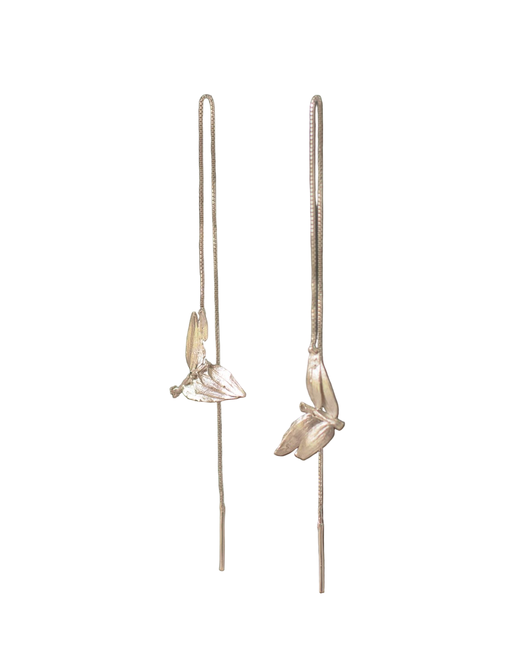 Aretes Cadena Hoja Plata