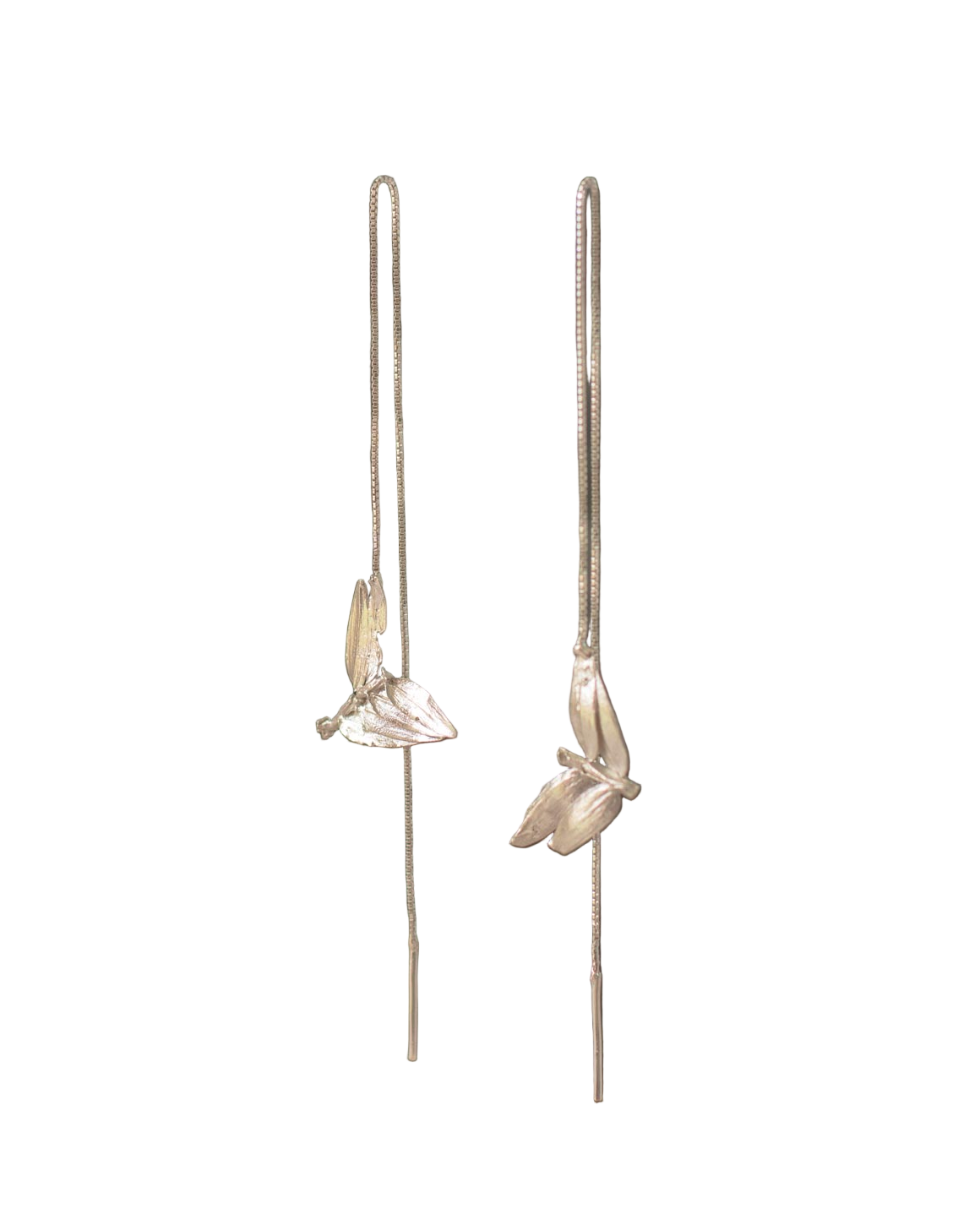 Aretes Cadena Hoja Plata