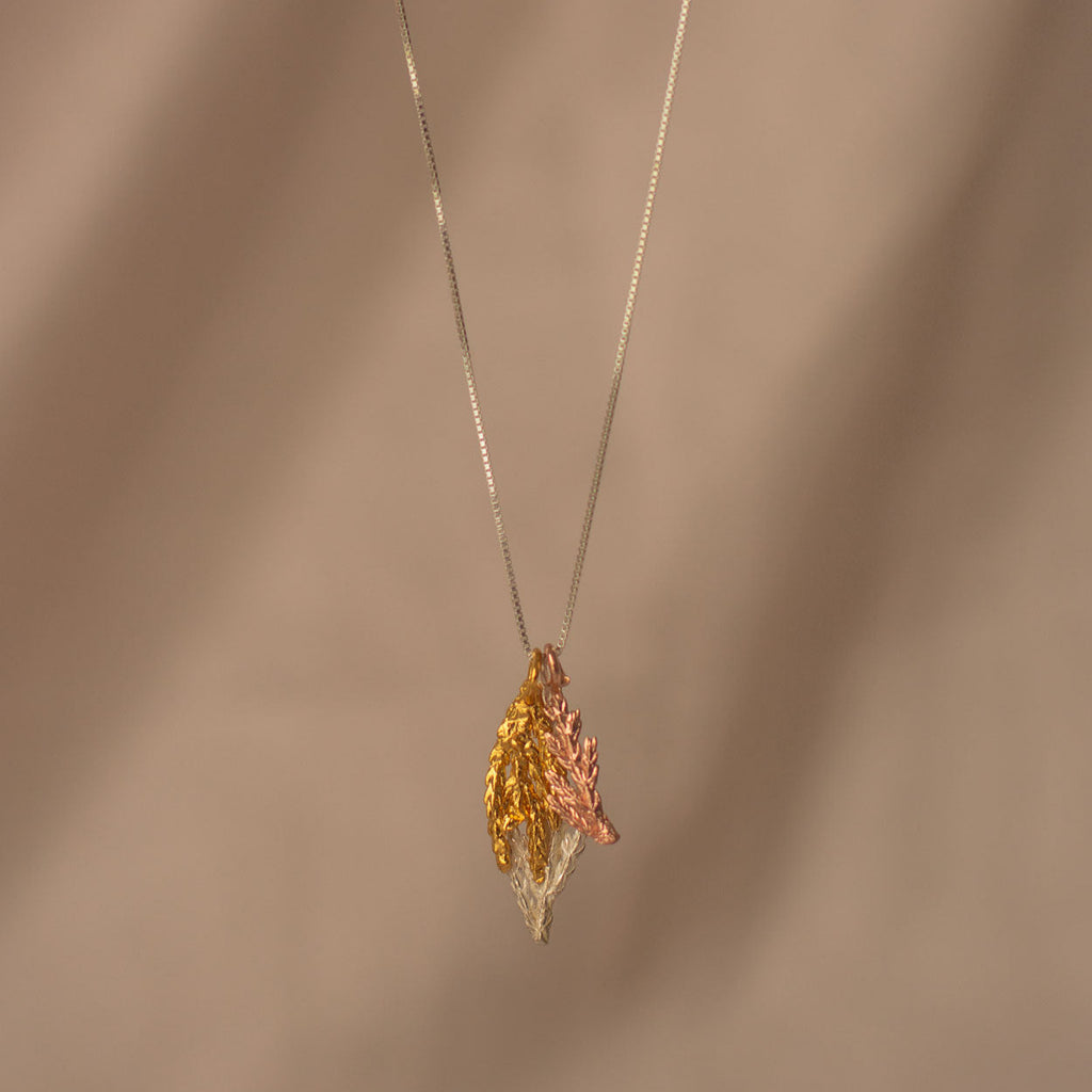 Gargantilla Plata Tres Hojas Pinos