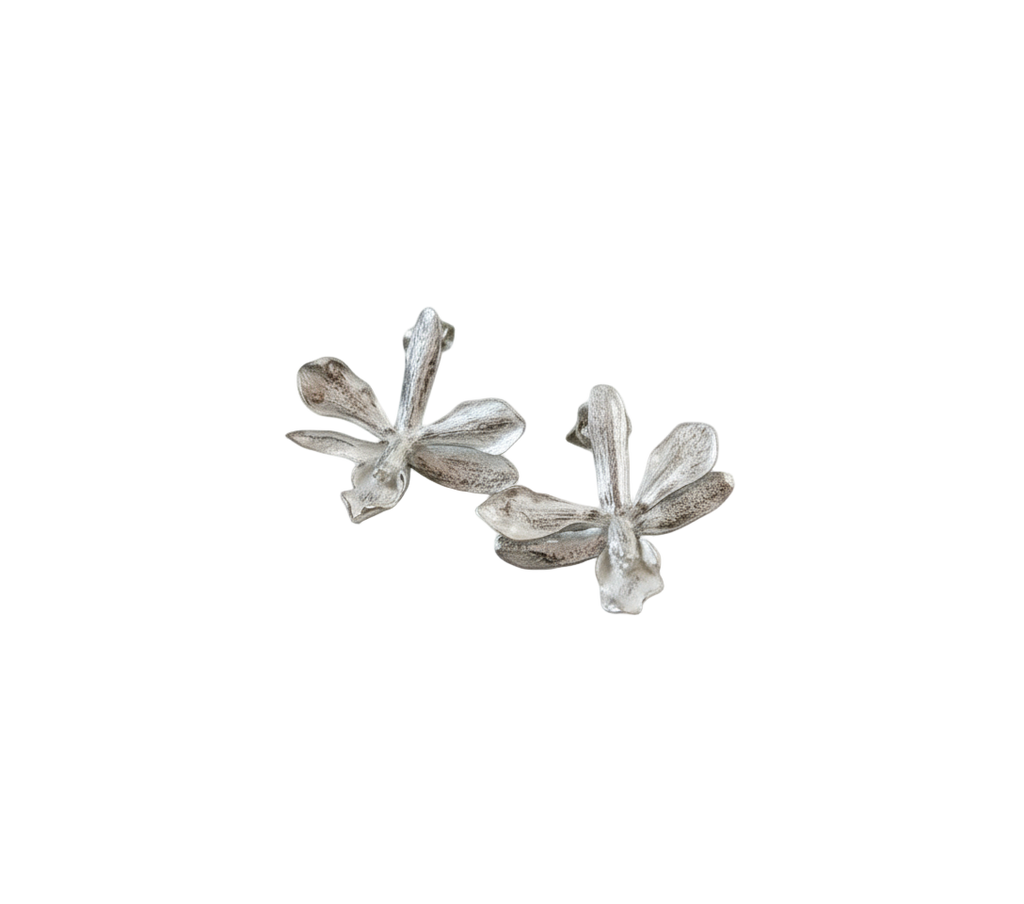 Aretes Topo Orquidea Prosthechea Sceptra Plata