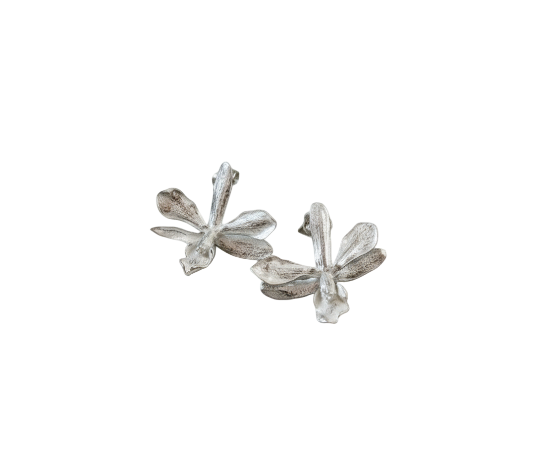 Aretes Topo Orquidea Prosthechea Sceptra Plata