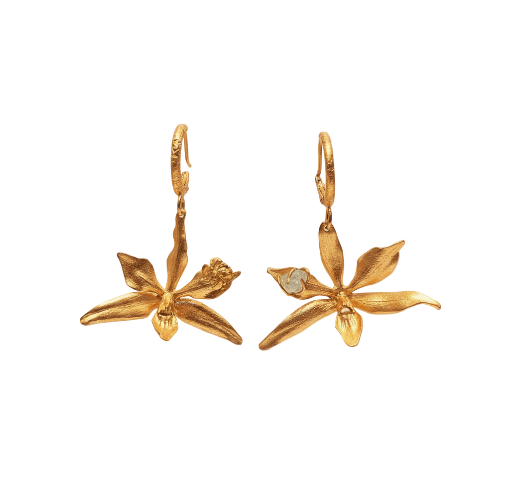 Aretes Candonga Orquidea Prosthechea Fragans Esmeralda