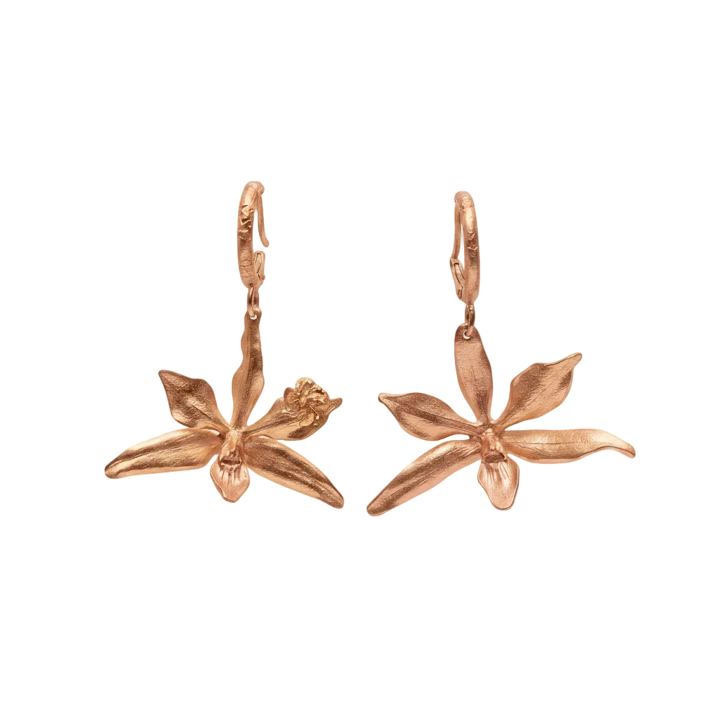 Candonga Earrings Orchid Prosthechea Fragrans Emerald