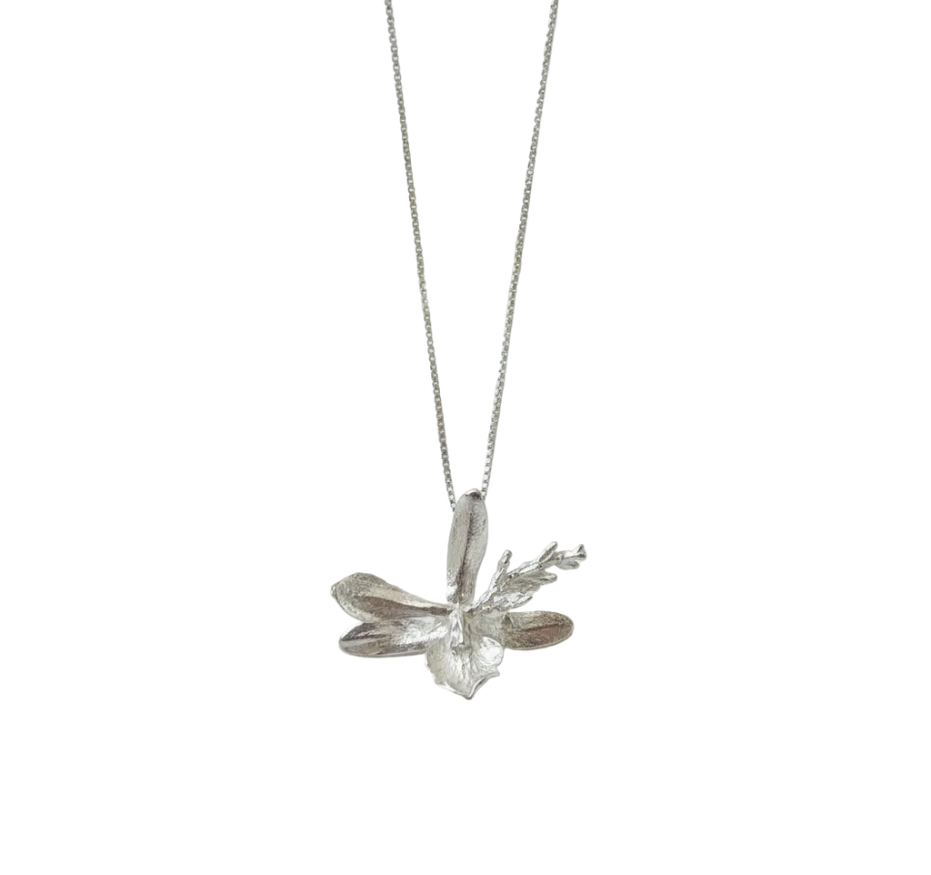 Gargantilla Orquidea Prosthechea Sceptra Plata Eco